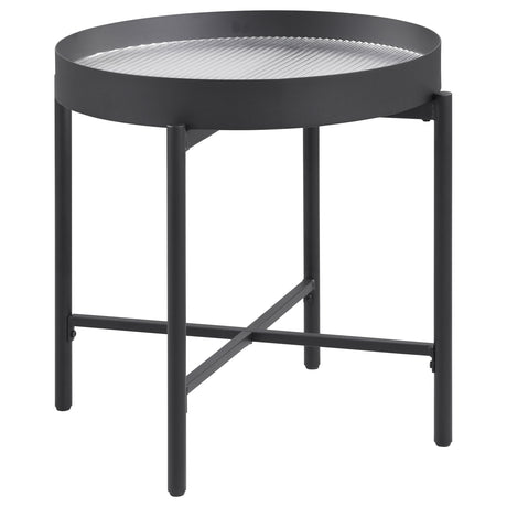 Tampa Furniture Outlet - Coaster - Ozella Round End Side Table with Recessed Top Sandy Black - 707897