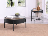 Tampa Furniture Outlet - Coaster - Ozella 2-piece Round Coffee and End Table Set Sandy Black - 707898-S2