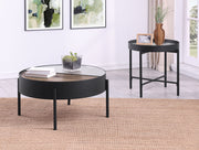 Tampa Furniture Outlet - Coaster - Ozella 2-piece Round Coffee and End Table Set Sandy Black - 707898-S2