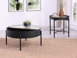 Ozella 2-piece Round Coffee and End Table Set Sandy Black - Tampa Furniture Outlet