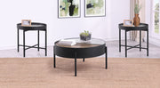 Tampa Furniture Outlet - Coaster - Ozella 3-piece Round Coffee and End Table Set Sandy Black - 707898-S3