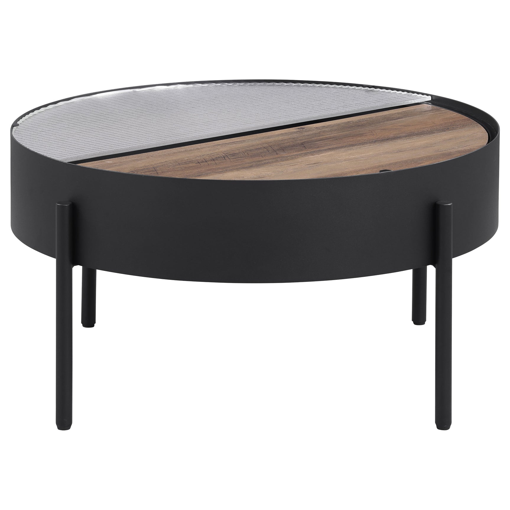 Ozella 3-piece Round Coffee and End Table Set Sandy Black - Tampa Furniture Outlet