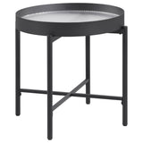 Ozella 3-piece Round Coffee and End Table Set Sandy Black - Tampa Furniture Outlet