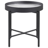 Ozella 3-piece Round Coffee and End Table Set Sandy Black - Tampa Furniture Outlet