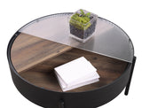 Ozella Round Coffee Table with Hidden Storage Sandy Black - Tampa Furniture Outlet