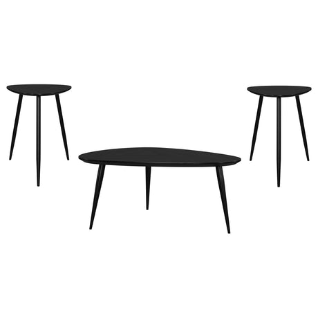 Odessa 3-piece Triangular Coffee and End Table Set Black - Tampa Furniture Outlet