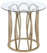Tampa Furniture Outlet - Coaster - Monett Round Glass Top Side End Table Chocolate Chrome - 708057
