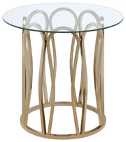 Tampa Furniture Outlet - Coaster - Monett Round Glass Top Side End Table Chocolate Chrome - 708057