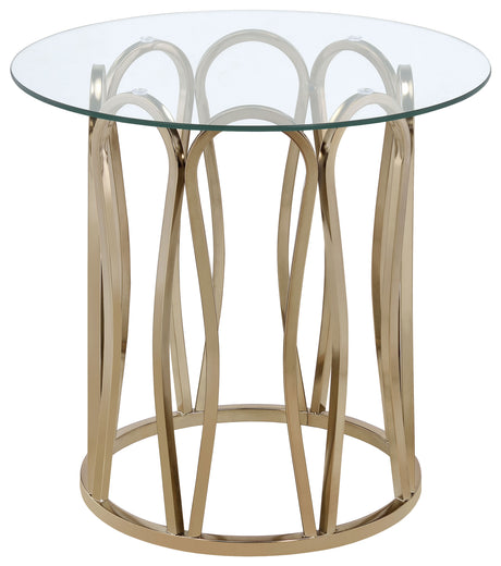 Tampa Furniture Outlet - Coaster - Monett Round Glass Top Side End Table Chocolate Chrome - 708057