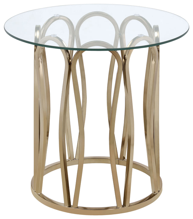 Tampa Furniture Outlet - Coaster - Monett Round Glass Top Side End Table Chocolate Chrome - 708057