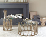 Monett Round Glass Top Side End Table Chocolate Chrome - Tampa Furniture Outlet