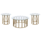 Monett 3-piece Coffee and End Table Set Chocolate Chrome - Tampa Furniture Outlet