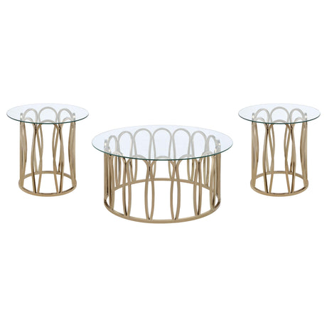 Monett 3-piece Coffee and End Table Set Chocolate Chrome - Tampa Furniture Outlet