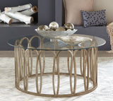 Monett Round Glass Top Coffee Table Chocolate Chrome - Tampa Furniture Outlet