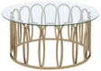 Tampa Furniture Outlet - Coaster - Monett Round Glass Top Coffee Table Chocolate Chrome - 708058