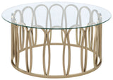 Tampa Furniture Outlet - Coaster - Monett Round Glass Top Coffee Table Chocolate Chrome - 708058