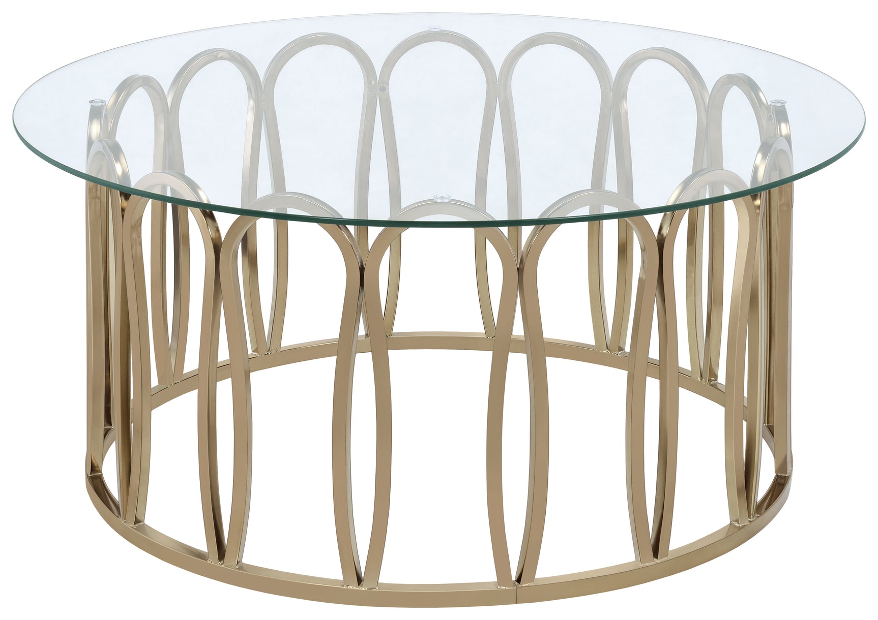 Tampa Furniture Outlet - Coaster - Monett Round Glass Top Coffee Table Chocolate Chrome - 708058