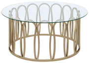 Tampa Furniture Outlet - Coaster - Monett Round Glass Top Coffee Table Chocolate Chrome - 708058