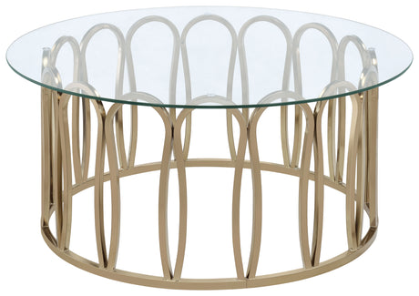 Tampa Furniture Outlet - Coaster - Monett Round Glass Top Coffee Table Chocolate Chrome - 708058