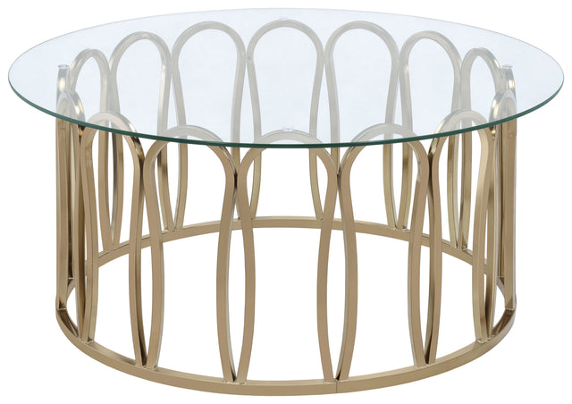 Tampa Furniture Outlet - Coaster - Monett Round Glass Top Coffee Table Chocolate Chrome - 708058