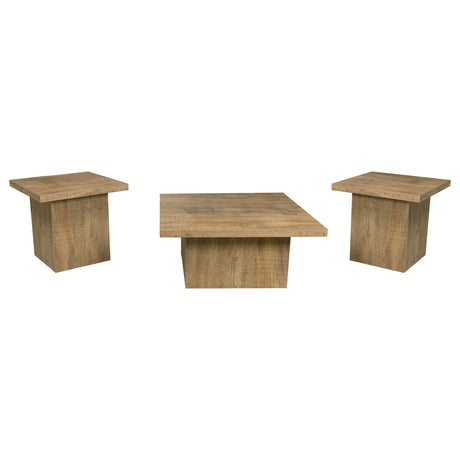 Devar 3-piece Square Coffee and End Table Set Mango - Tampa Furniture Outlet