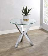 Kenzie Round Tempered Glass Top End Side Table Chrome - Tampa Furniture Outlet