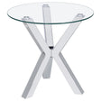 Tampa Furniture Outlet - Coaster - Kenzie Round Tempered Glass Top End Side Table Chrome - 708127