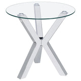 Tampa Furniture Outlet - Coaster - Kenzie Round Tempered Glass Top End Side Table Chrome - 708127