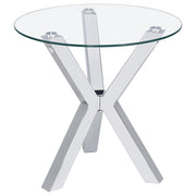 Tampa Furniture Outlet - Coaster - Kenzie Round Tempered Glass Top End Side Table Chrome - 708127