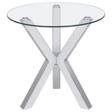 Kenzie Round Tempered Glass Top End Side Table Chrome - Tampa Furniture Outlet
