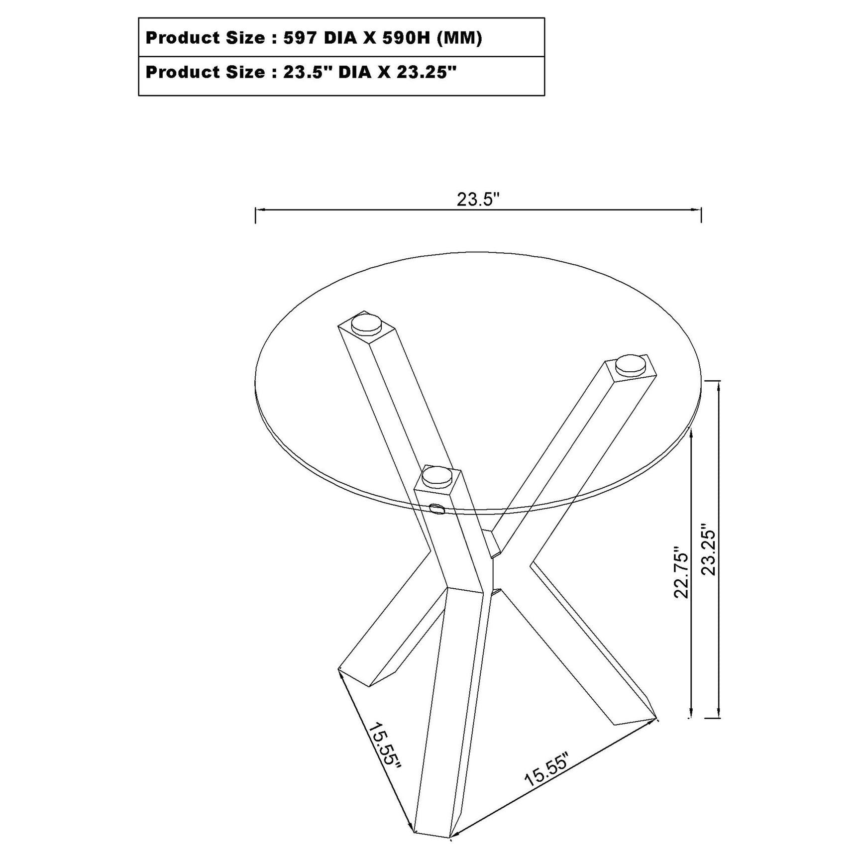 Kenzie Round Tempered Glass Top End Side Table Chrome - Tampa Furniture Outlet