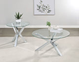 Kenzie Round Tempered Glass Top End Side Table Chrome - Tampa Furniture Outlet