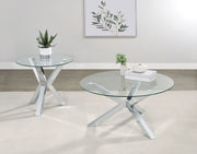 Tampa Furniture Outlet - Coaster - Kenzie 2-piece Round Coffee and End Table Set Chrome - 708128-S2
