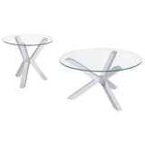 Kenzie 2-piece Round Coffee and End Table Set Chrome - Tampa Furniture Outlet