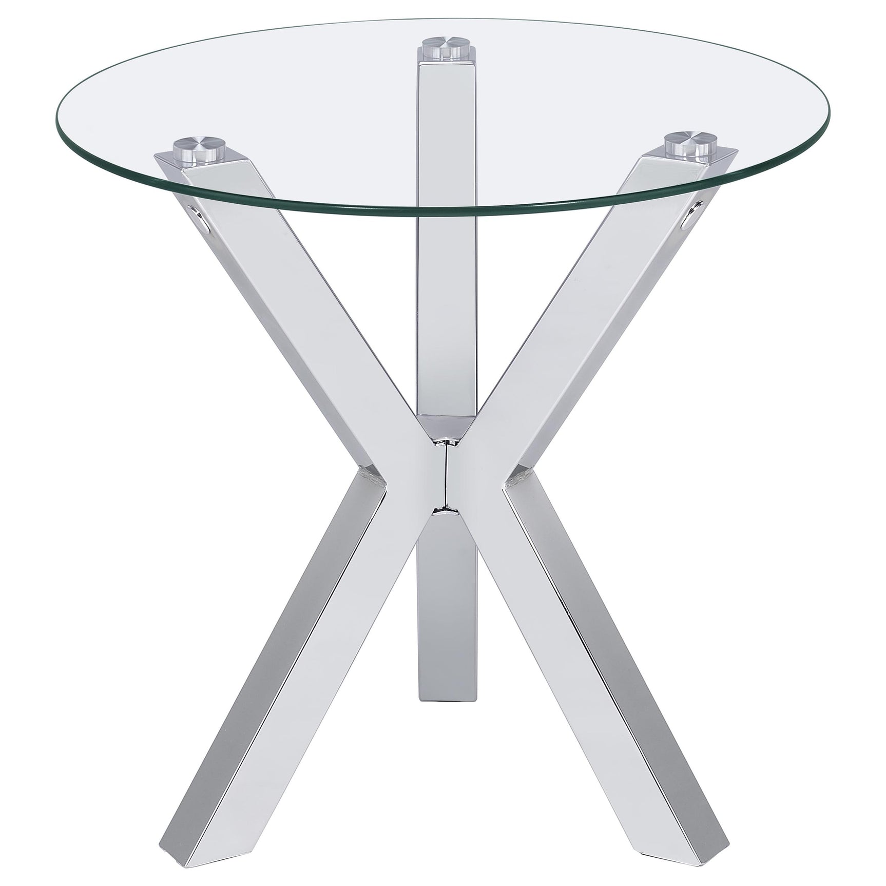 Kenzie 2-piece Round Coffee and End Table Set Chrome - Tampa Furniture Outlet