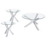 Kenzie 3-piece Round Coffee and End Table Set Chrome - Tampa Furniture Outlet