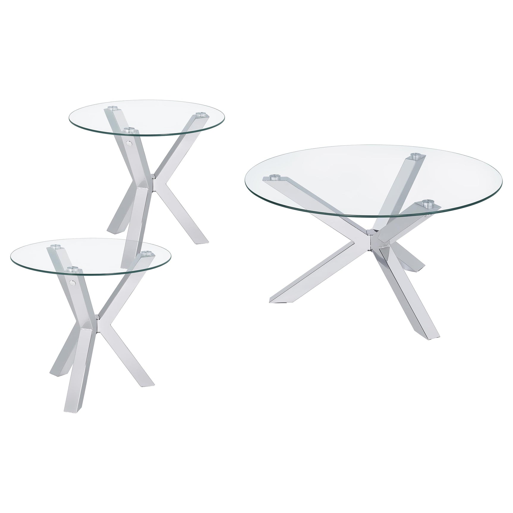 Kenzie 3-piece Round Coffee and End Table Set Chrome - Tampa Furniture Outlet
