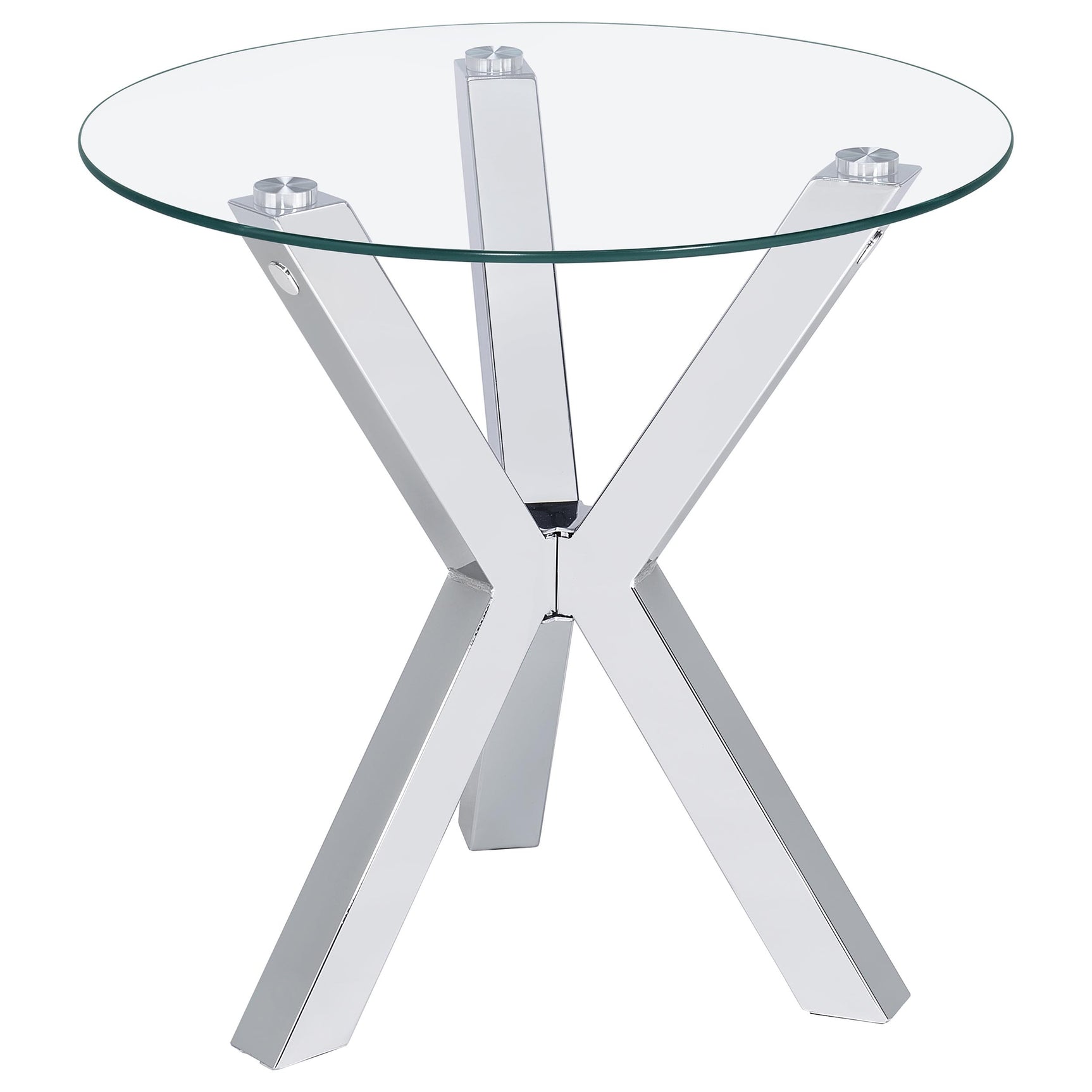 Kenzie 3-piece Round Coffee and End Table Set Chrome - Tampa Furniture Outlet