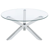 Kenzie 3-piece Round Coffee and End Table Set Chrome - Tampa Furniture Outlet