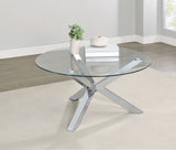 Kenzie Round Tempered Glass Top Cocktail Coffee Table Chrome - Tampa Furniture Outlet