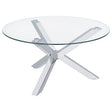 Tampa Furniture Outlet - Coaster - Kenzie Round Tempered Glass Top Cocktail Coffee Table Chrome - 708128