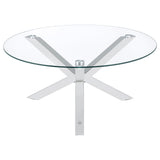 Kenzie Round Tempered Glass Top Cocktail Coffee Table Chrome - Tampa Furniture Outlet