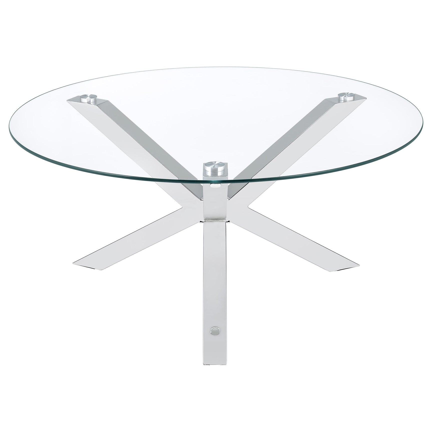 Kenzie Round Tempered Glass Top Cocktail Coffee Table Chrome - Tampa Furniture Outlet