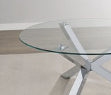 Kenzie Round Tempered Glass Top Cocktail Coffee Table Chrome - Tampa Furniture Outlet