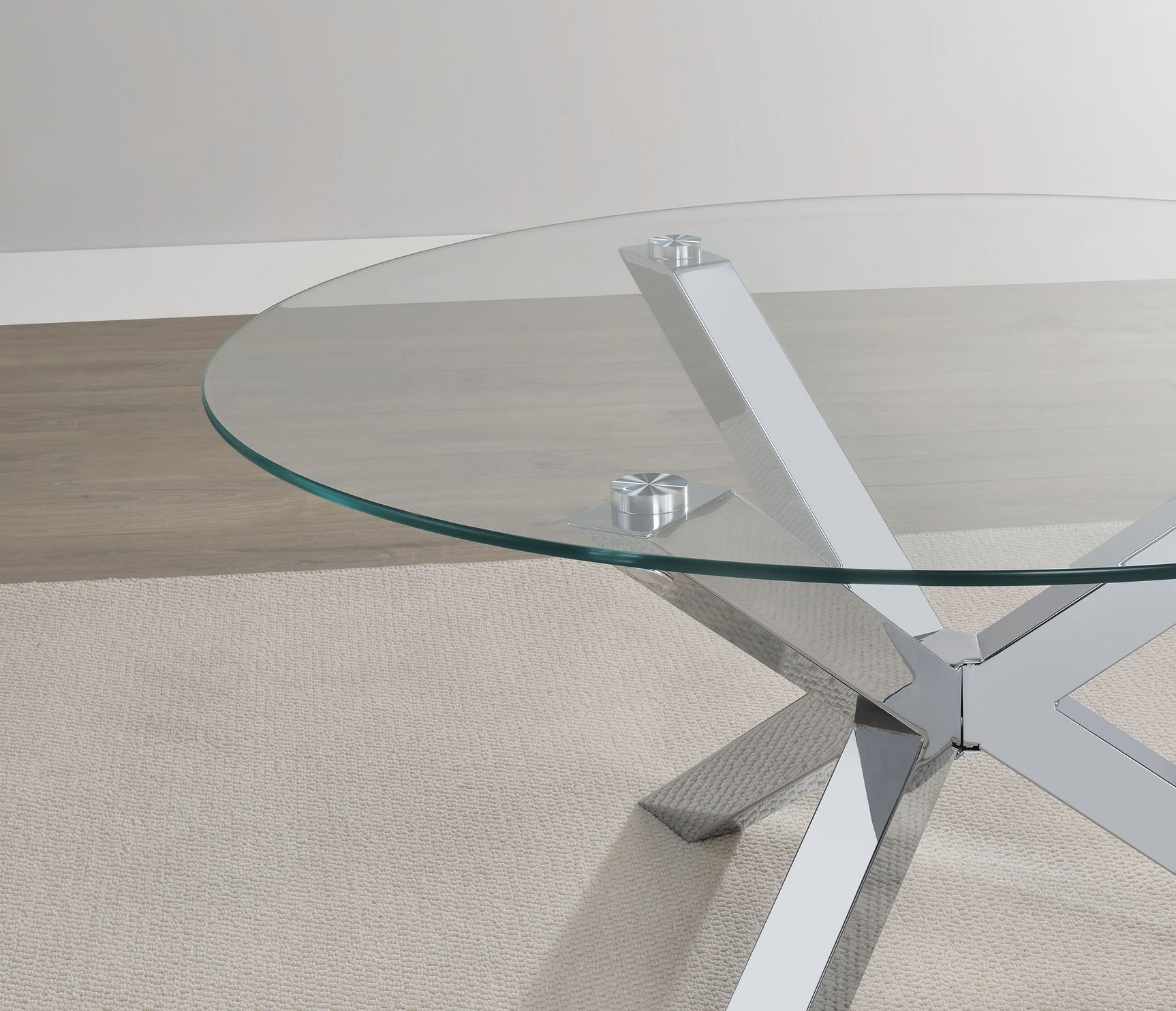 Kenzie Round Tempered Glass Top Cocktail Coffee Table Chrome - Tampa Furniture Outlet