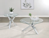Kenzie Round Tempered Glass Top Cocktail Coffee Table Chrome - Tampa Furniture Outlet