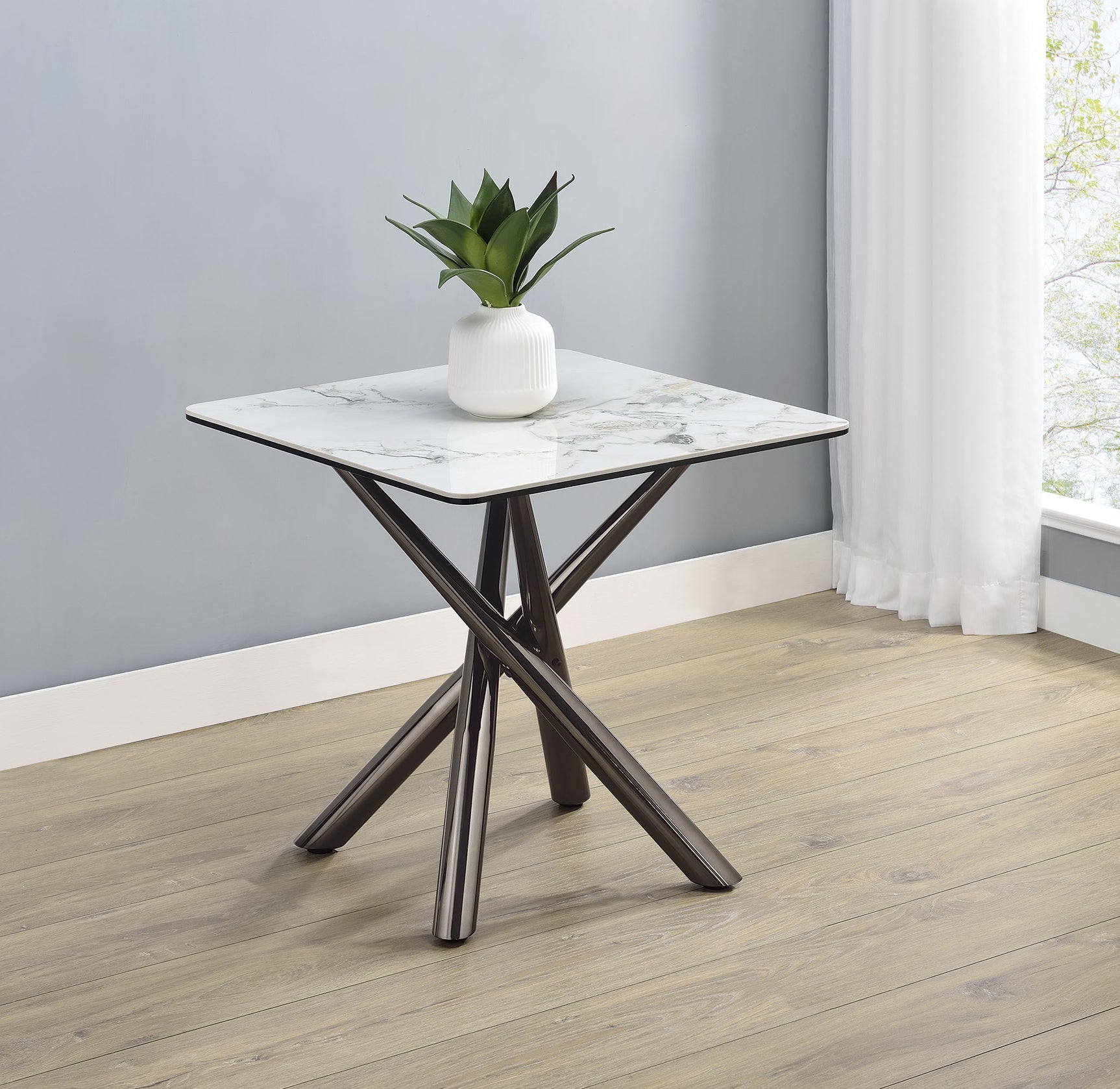 Carvell Square Sintered Stone End Side Table Mirage White - Tampa Furniture Outlet