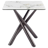 Carvell Square Sintered Stone End Side Table Mirage White - Tampa Furniture Outlet