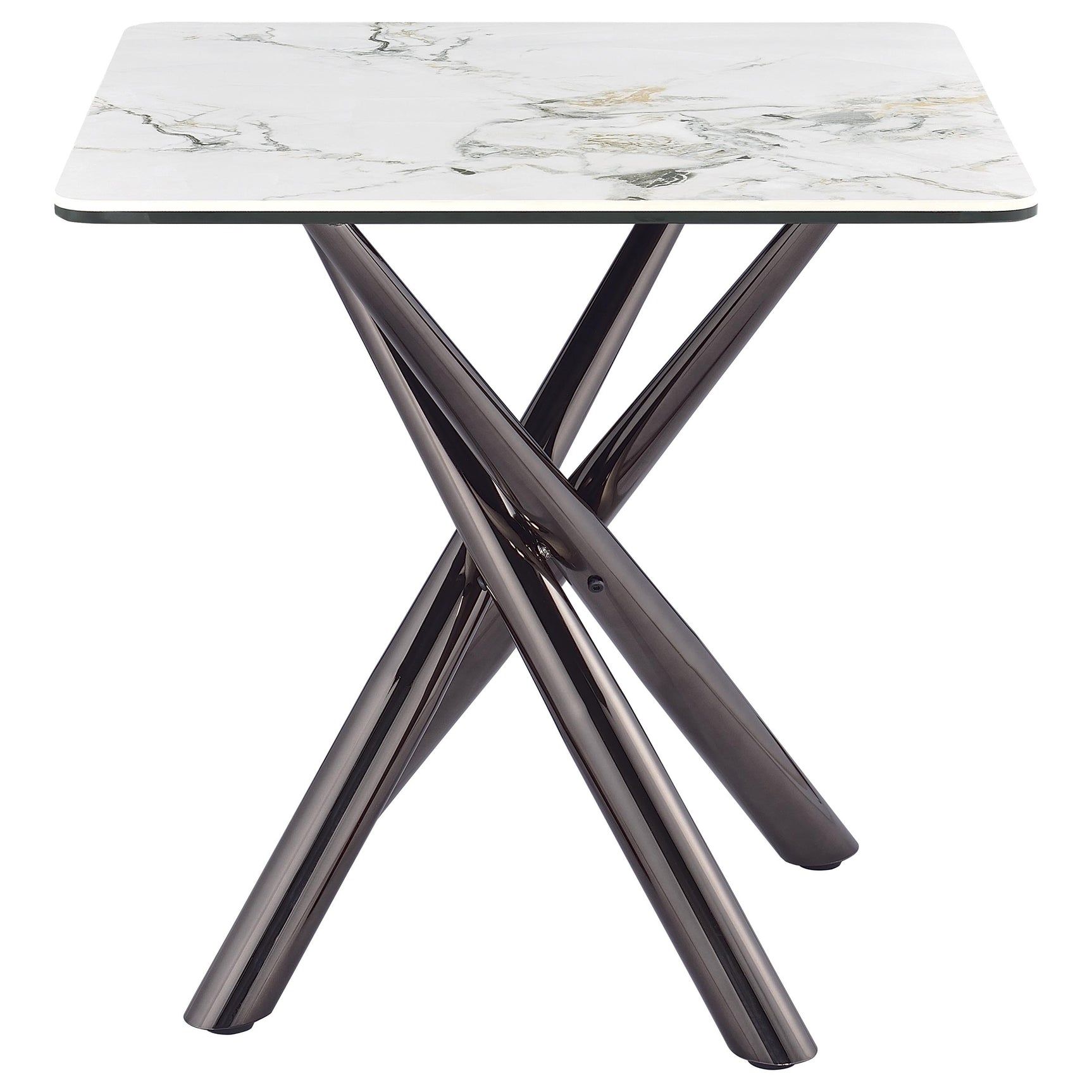 Carvell Square Sintered Stone End Side Table Mirage White - Tampa Furniture Outlet