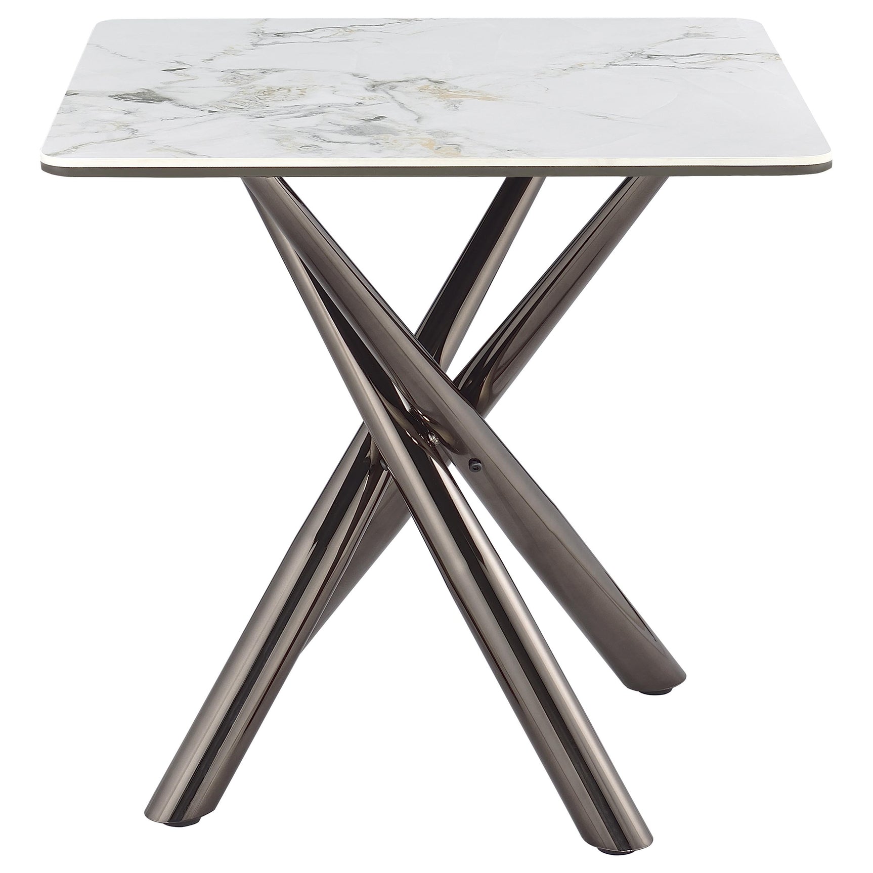 Carvell Square Sintered Stone End Side Table Mirage White - Tampa Furniture Outlet